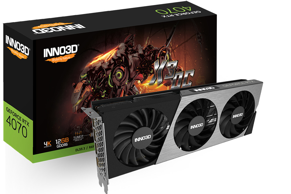 Видеокарта Inno3D GeForce RTX 4070 GDDR6 X3 OC 12GB GDDR6 (N40703-12D6X ...