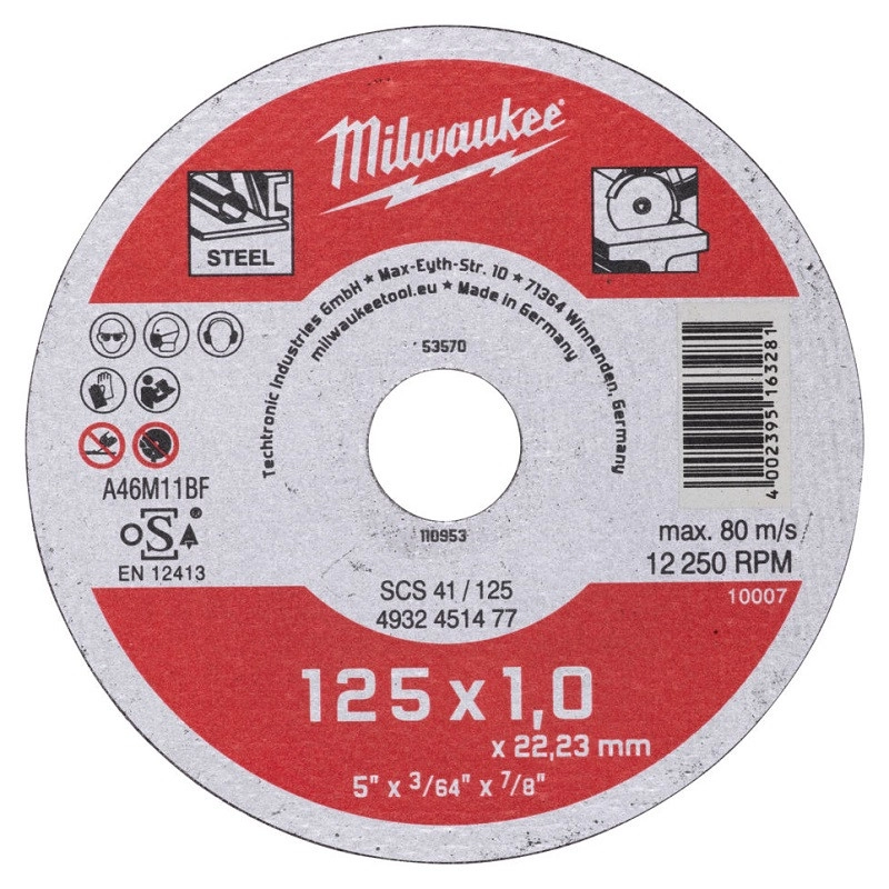 Диск алмазный Milwaukee SCS 41/125х1 125 мм (4932451477) - Фото 1