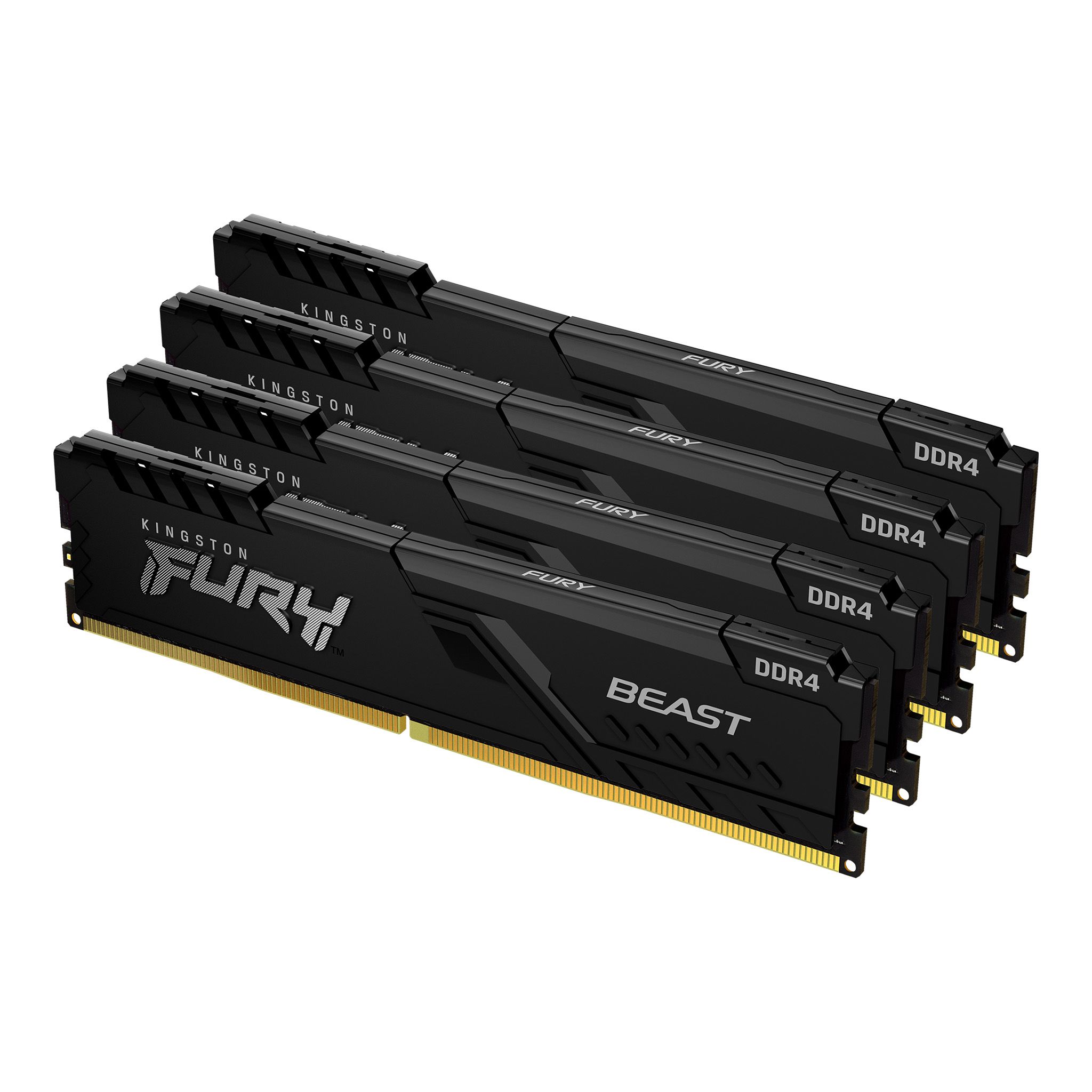 Память DDR Kingston DDR4 4x32GB/3200 Fury Beast Black (KF432C16BBK4/128) - Фото 1