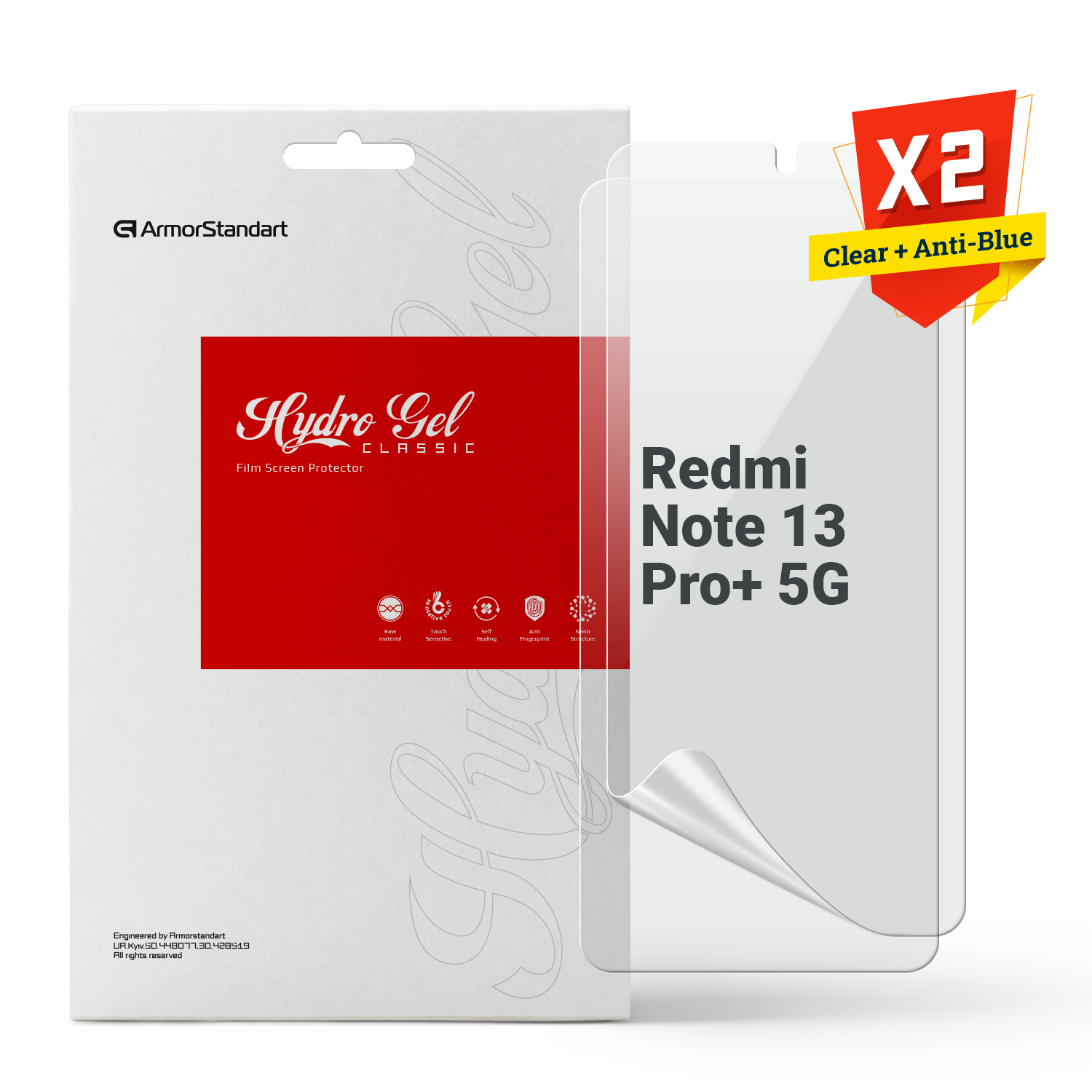Защитная пленка для смартфона Armorstandart Clear + Anti-Blue for Xiaomi Redmi Note 13 Pro+ 5G (ARM80693) - Фото 1