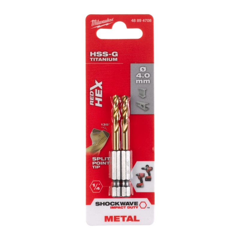 Купити Свердло Milwaukee RedHEX HSS-G TiN 4,0 мм 2 шт. (48894708) - Фото 1 Свердло Milwaukee RedHEX HSS-G TiN 4,0 мм 2 шт. (48894708) - Фото 1
