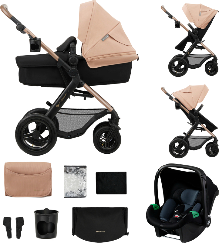 Коляска универсальная 3 в 1 Kinderkraft Moov 2 Air Sand Beige (KSMOOV02BEG0000) - Фото 1