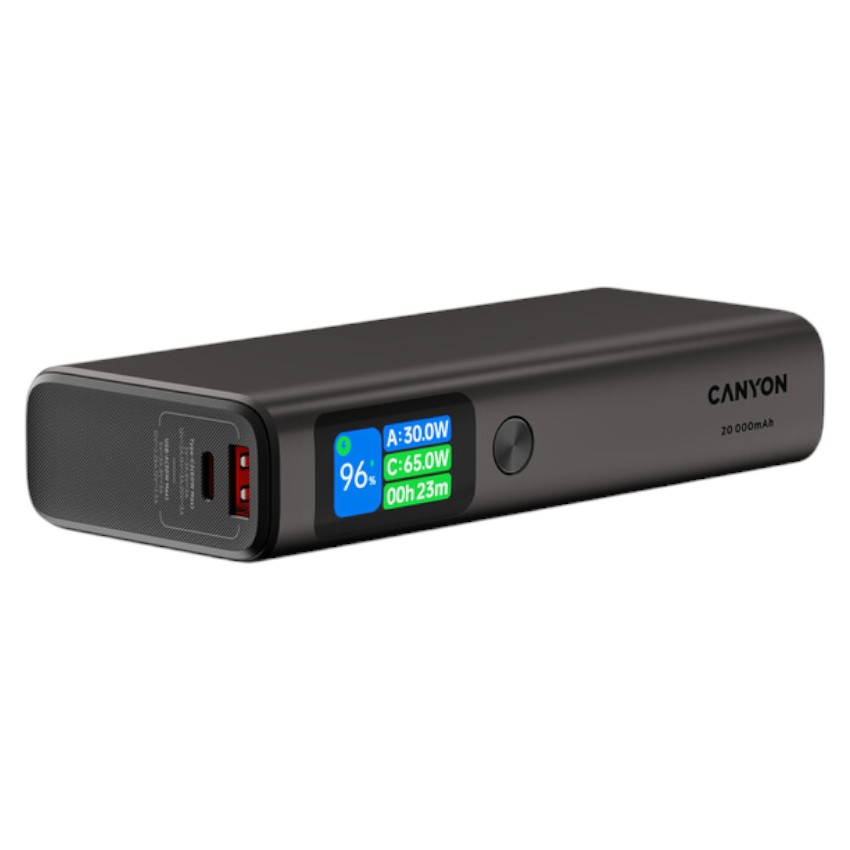Батарея мобильная Canyon OnPower 230 TFT 20000 mAh PD130W Dark Grey (CNS-CPB230DG) - Фото 1