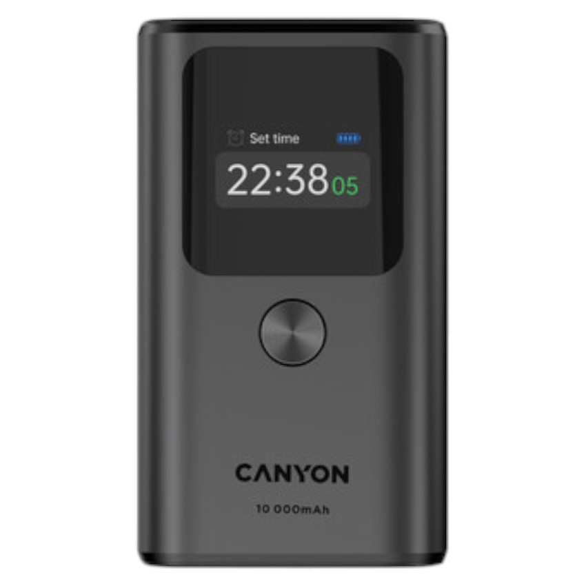 Батарея мобильная Canyon OnPower 130 TFT 10000 mAh PD30W Dark Grey (CNS-CPB130DG) - Фото 1