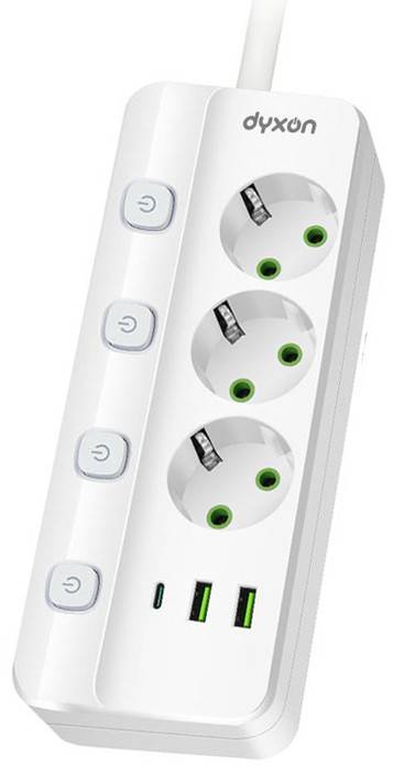 Сетевой фильтр Dyxon PRO-1096 5.0m 3р 2 USB-A 1 USB-C (PD) White (DXN-1096-5M-3-W) - Фото 1