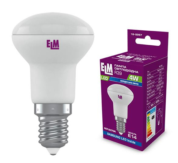 Купить Лампочка светодиодная ELM рефлекторная 4W R39 E14 4000K (18-0057) - Фото 1 Лампочка светодиодная ELM рефлекторная 4W R39 E14 4000K (18-0057) - Фото 1