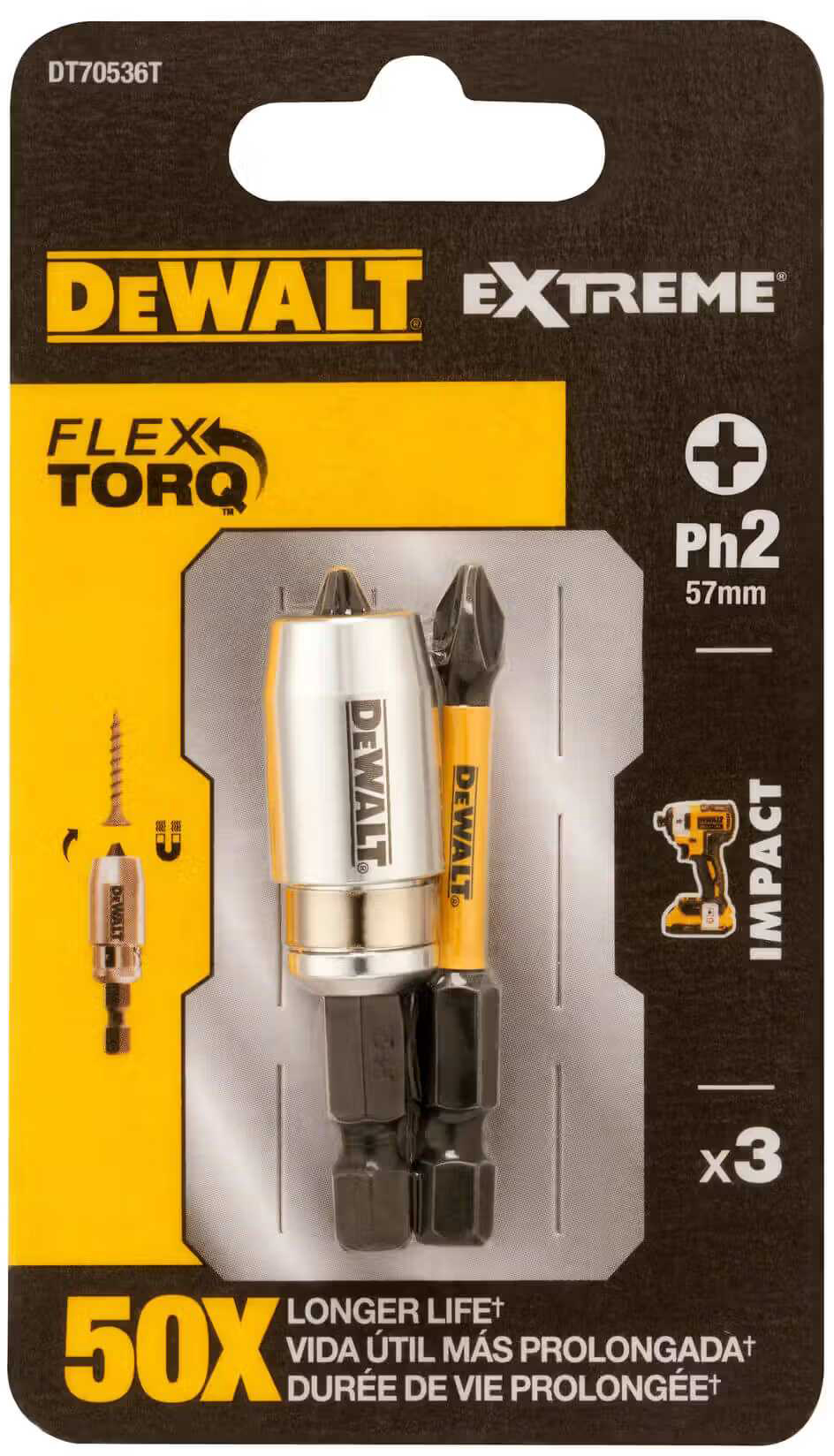 Біта для викрутки DeWALT IMPACT TORSION 2 шт. (DT70536T) - Фото 1