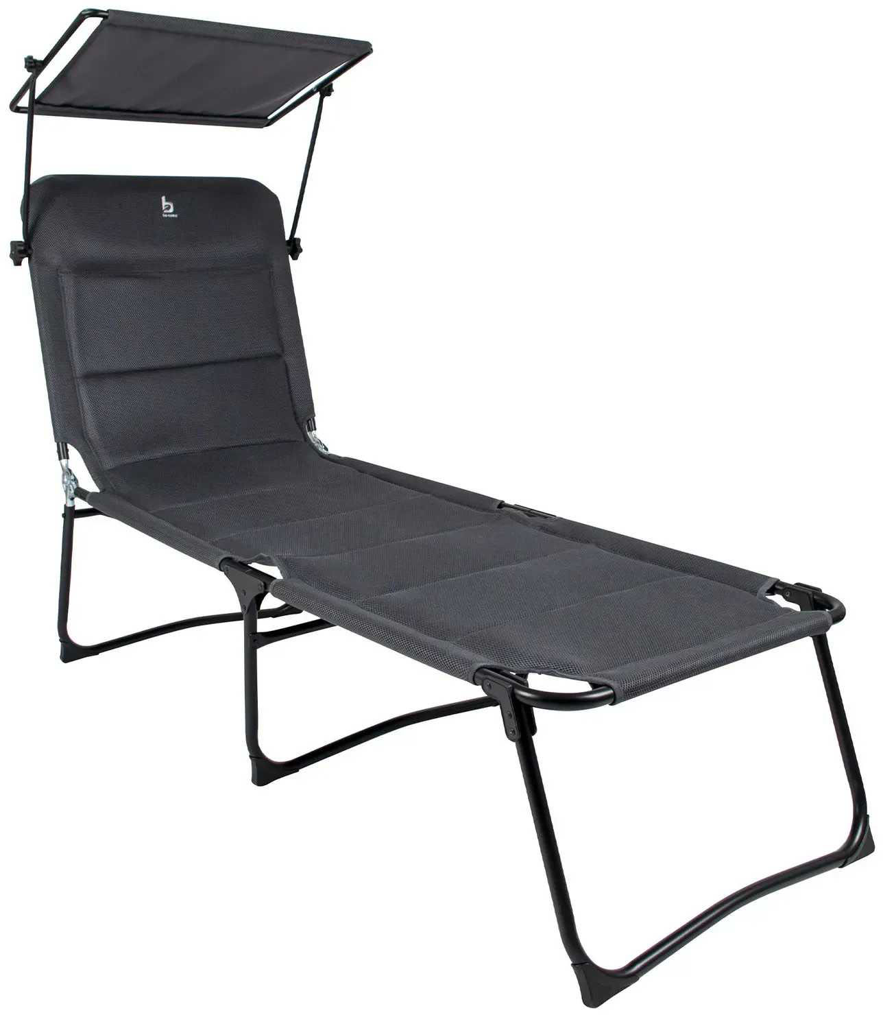 Раскладушка Bo-camp Sun Lounger With Sunscreen 5 Positions Grey (1304492) - Фото 1