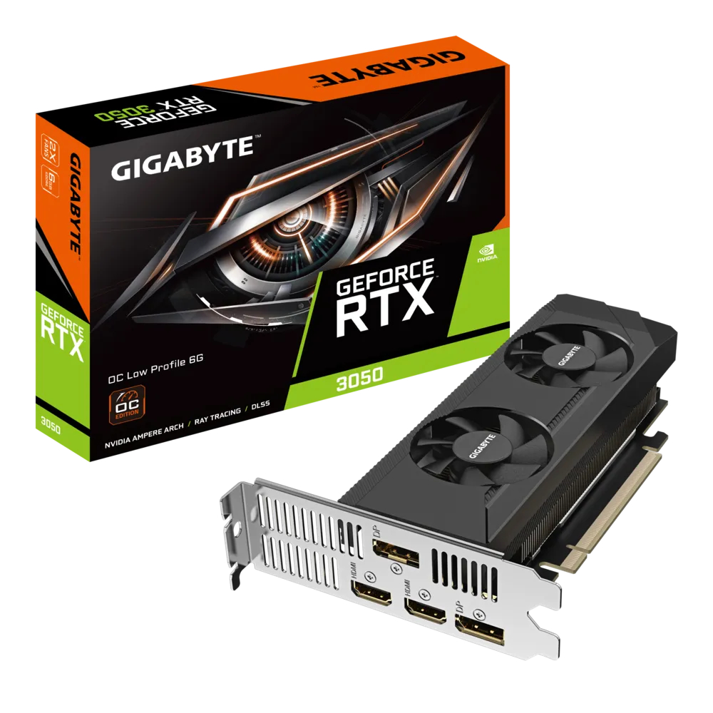 Відеокарта Gigabyte GeForce RTX 3050 OC Low Profile 6G (GV-N3050OC-6GL) - Фото 1