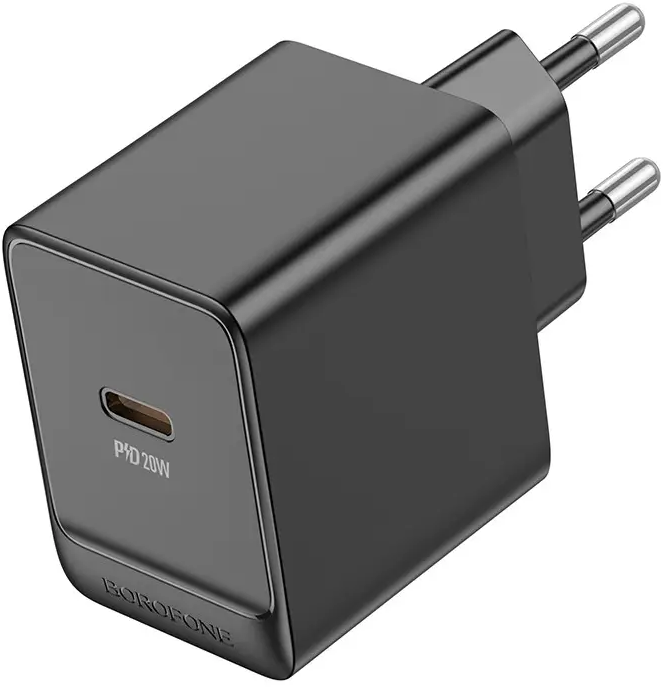 Сетевое зарядное устройство BOROFONE BAS13A Erudite single port PD20W charger EU Black (6941991104855) - Фото 1