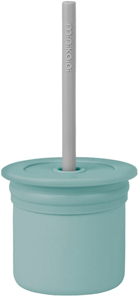Чашка-непроливайка детская MinikOiOi Sip+Snack - Aqua Green/Powder Grey (101100107) - Фото 1