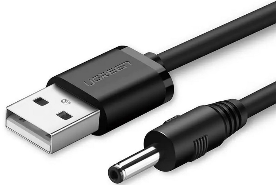 Кабель питания UGREEN US277 USB 2.0 Male to DC 3.5mm 1m Black (10376) - Фото 1