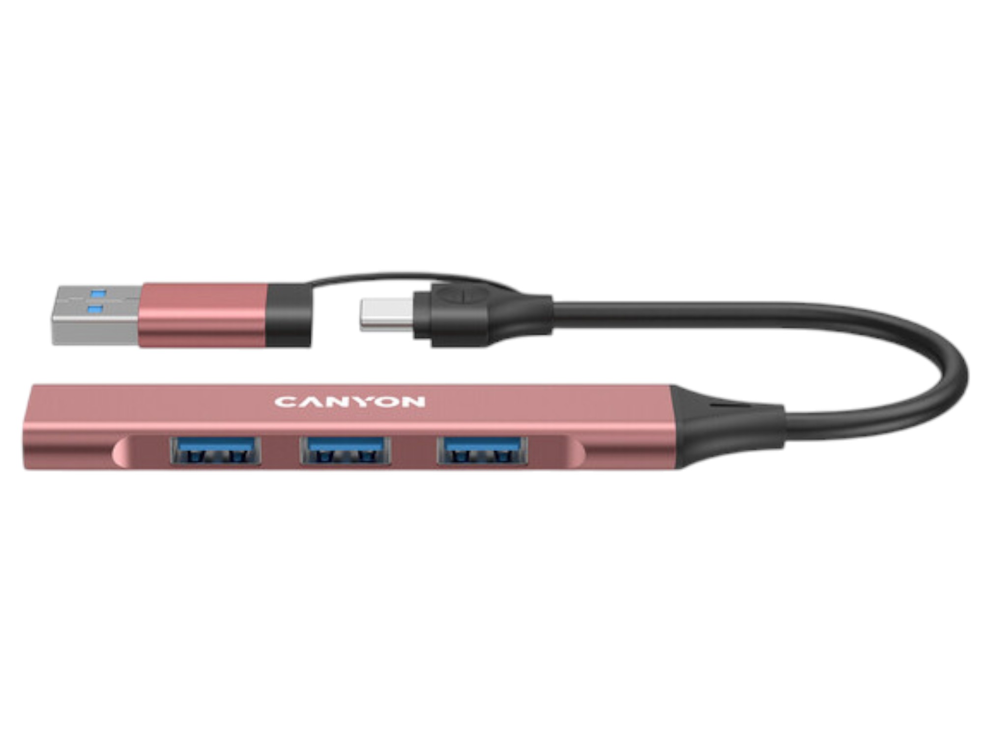 Хаб USB Canyon DS-02 4in1 USB-A/C Pink (CNS-TDS02P) - Фото 1