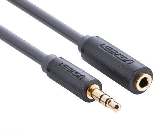 Кабель 3.5 мм - 3.5 мм UGREEN AV124 3.5mm M to 3.5mm F Cable 1 m Gray (10782) - Фото 1