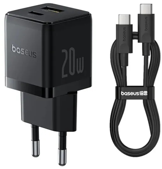 Сетевое зарядное устройство Baseus Palm Fast Charger Type-C+USB 20W (P10111608113-01) - Фото 1