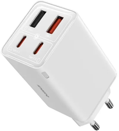 Сетевое зарядное устройство Baseus GaN6 Pro Fast Charger 2C+2U 65W EU Moon White (P10162701213-00) - Фото 1