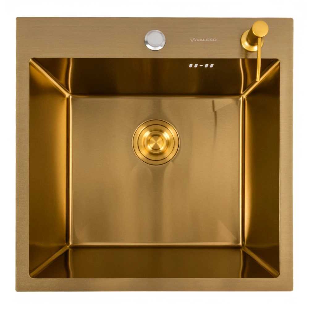 Мийка кухонна VALESO 50х50 PVD Gold Handmade (сифон круглий, 3,0/0,8) - Фото 1