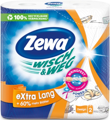 Полотенца бумажные Zewa Wisch&Weg Extra Lang Original, 2 слоя, 2 рулона 72 листка (25х24см) (7322540973112) - Фото 1