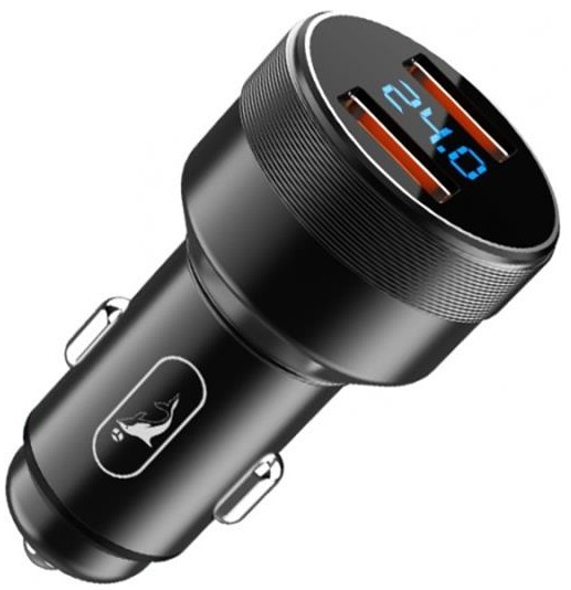 Автомобильное зарядное устройство SkyDolphin SZ05 Aluminium Double QC3.0 (2USB, 3.1A) Black (AZP-000084) - Фото 1