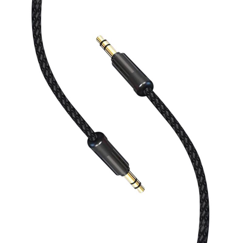 Кабель 3.5 мм - 3.5 мм SkyDolphin SR10 Neylon Wire 3.5 мм-3.5 мм 1m Black (AUX-000065) - Фото 1