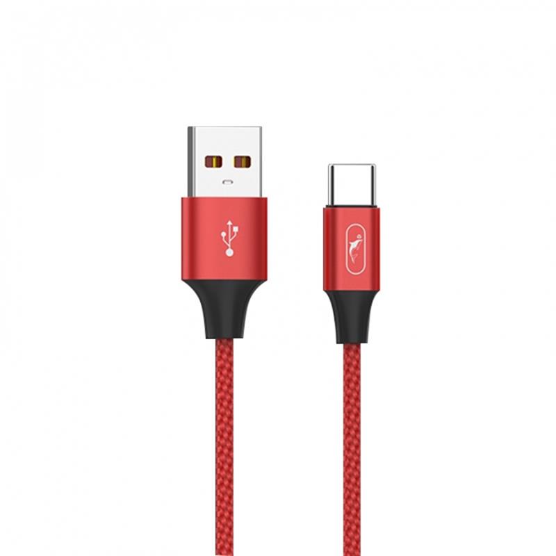 Кабель синхронизации данных SkyDolphin S55T Neylon USB Type-C 1 м Red (USB-000437) - Фото 1