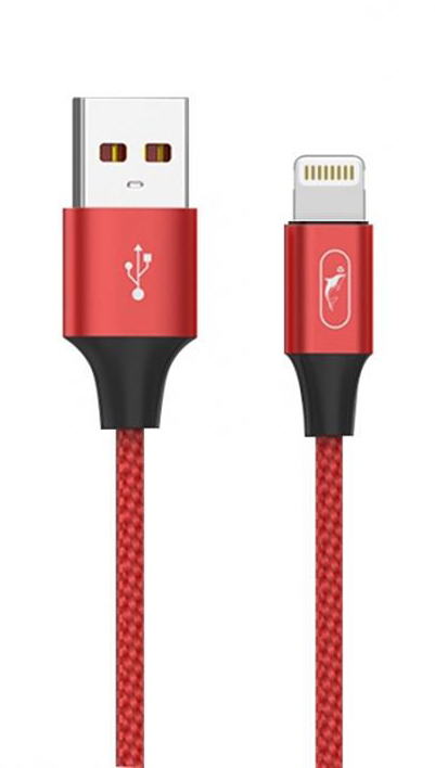 Кабель синхронизации данных SkyDolphin S55L Neylon USB - Lightning 1m Red (USB-000435) - Фото 1