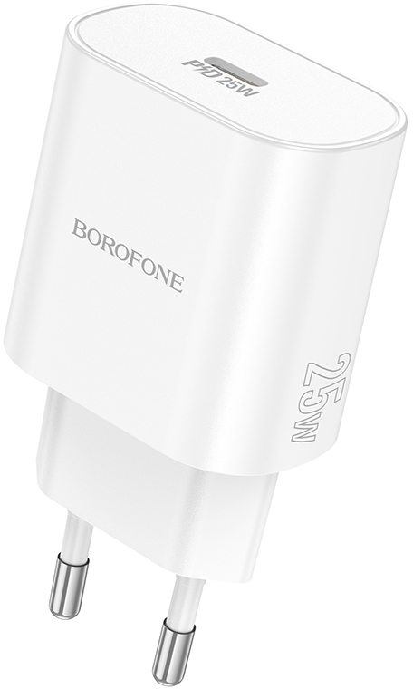 Сетевое зарядное устройство BOROFONE BA82A Platinum single port PD25W charger EU White (6941991112256) - Фото 1