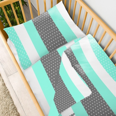 Комплект постельного белья детский Zastelli Star Dots Green поплин 110х140 Молочный (16929) - Фото 1