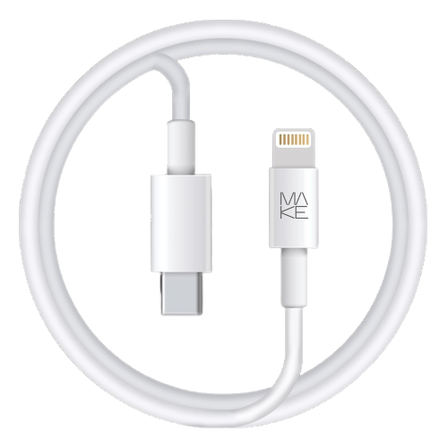 Кабель MAKE Type-C to Lightning PD 18W 1.2m TPE White (MCB-LT2WH) - Фото 1