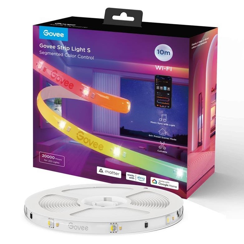 Светодиодная лента Govee H612C Strip Light S With Protective Coating 10m RGBICW, WI-FI/Bluetooth White (H612CCD1) - Фото 1