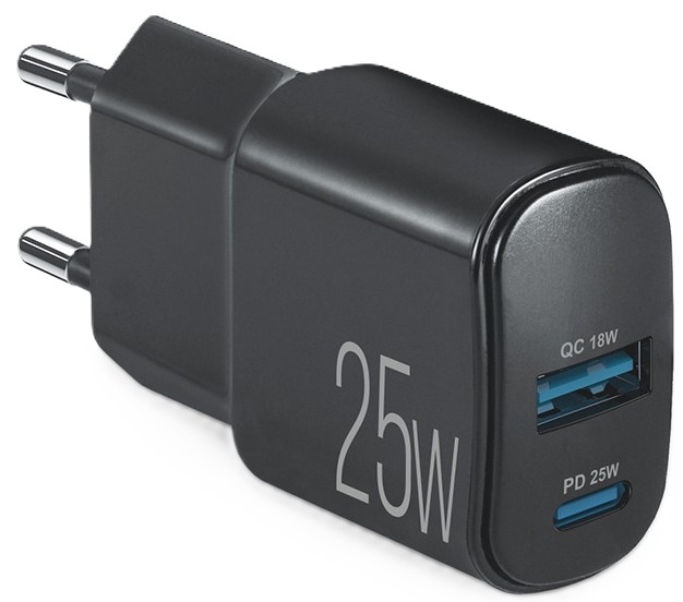 Мережевий зарядний пристрій Brevia ePower PD25W USB-C+USB-A (45025CAB) - Фото 1