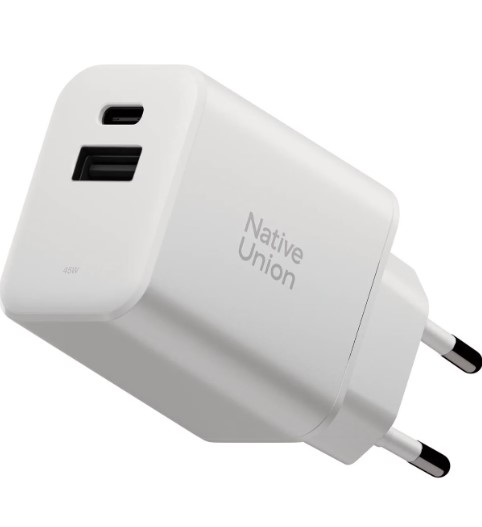 Сетевое зарядное устройство Native Union Fast GaN Charger PD 45W Port White (FAST-PD45AC-WHT-EU) - Фото 1