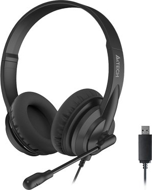 Гарнитура проводная A4tech HU-10 Black - Фото 1