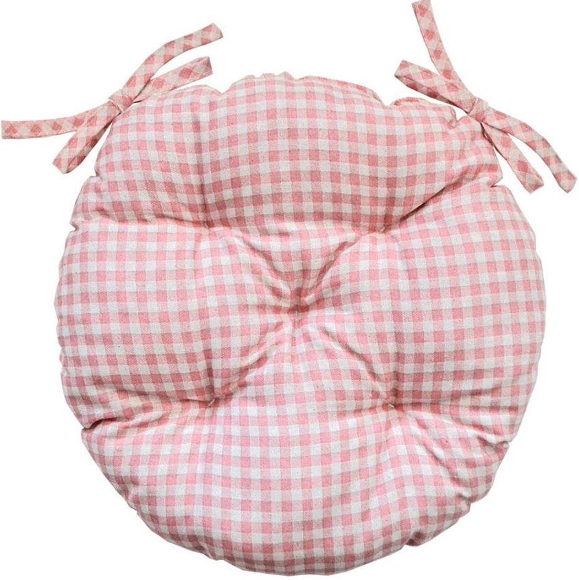 Подушка для стула Прованс Bella Розовая клеточка D40 см (013568) - Фото 1