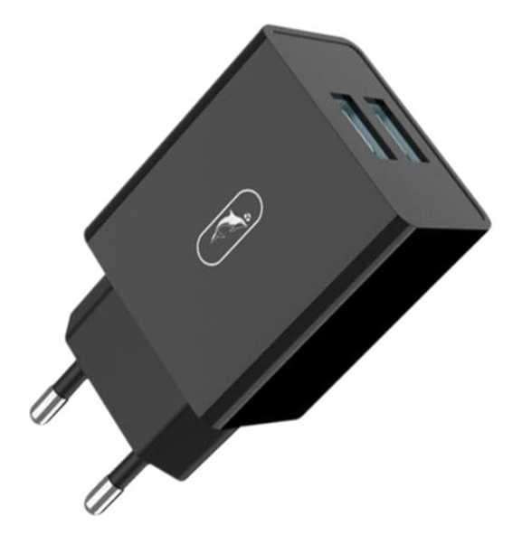 Сетевое зарядное устройство SkyDolphin SC30 (2USB, 2.1A) Black (MZP-000169) - Фото 1