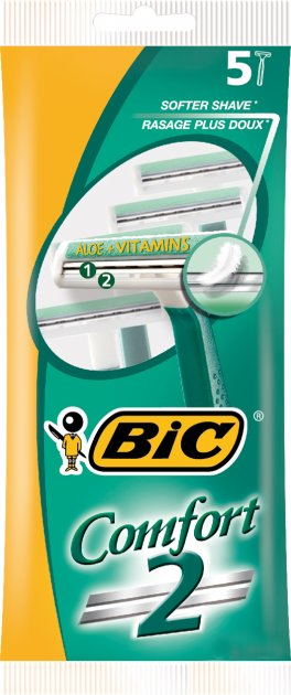 Станок мужской одноразовый BIC Comfort 2 5 шт. (3086127500163) - Фото 1