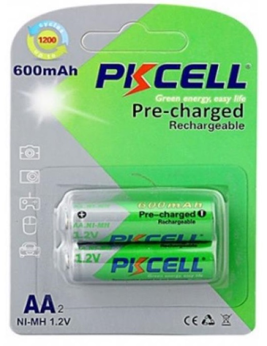 Аккумулятор тип AA PKCELL Ni-MH AA/HR06 600 mAh BL 2 шт. (PC/AA600-2BA/09320) - Фото 1
