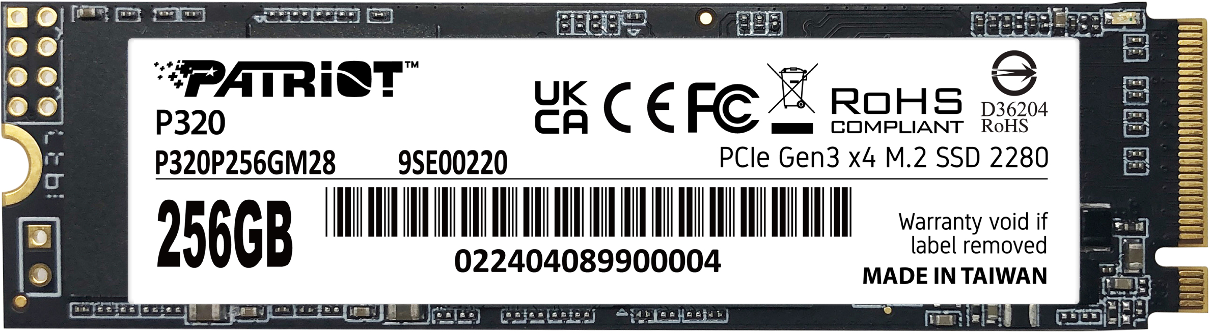 SSD-накопитель внутренний Patriot P320 256GB M.2 2280 PCIe 3.0 x4 NVMe TLC (P320P256GM28) - Фото 1