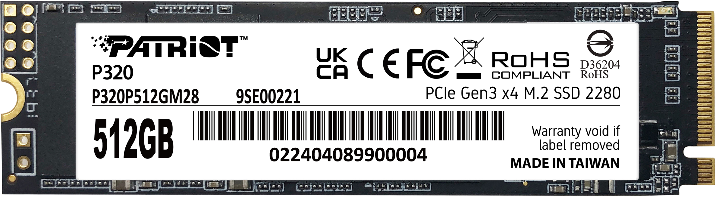 SSD-накопитель внутренний Patriot P320 512GB M.2 2280 PCIe 3.0 x4 NVMe TLC (P320P512GM28) - Фото 1