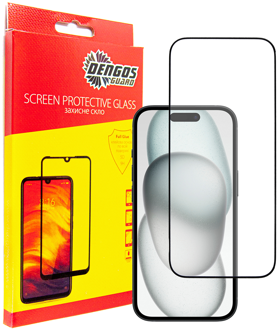 Защитное стекло для смартфона DENGOS for Apple iPhone 15 Pro Max Black Full Glue (TGFG-321) - Фото 1