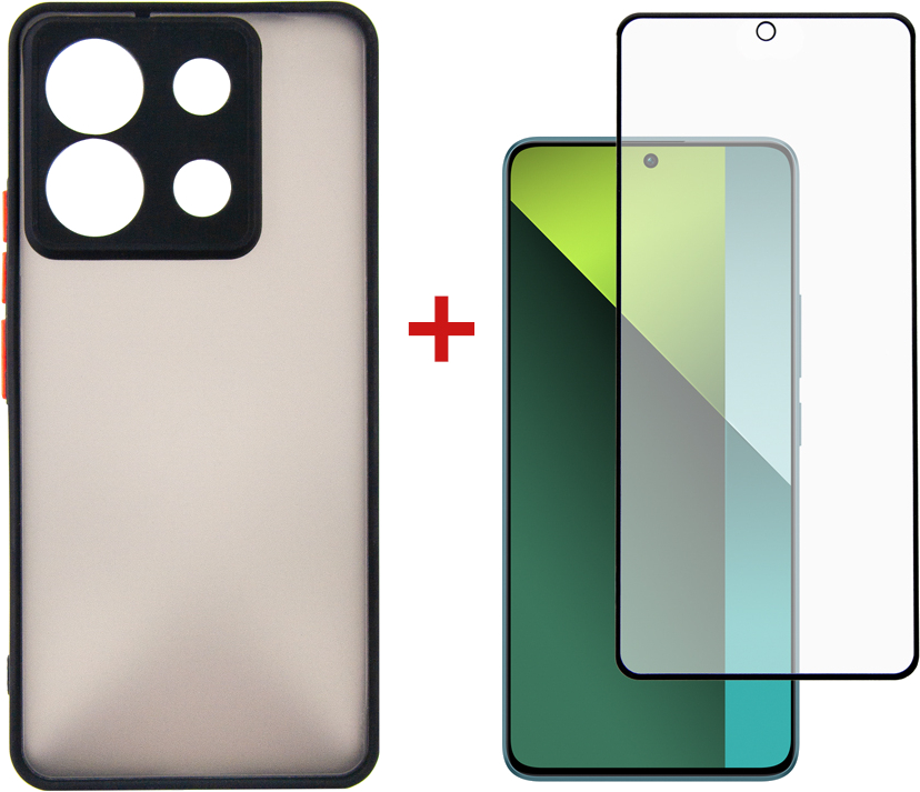 Чехол для смартфона DENGOS for Xiaomi Redmi Note 13 Pro 5G Black (DG-KM-68) + стекло - Фото 1