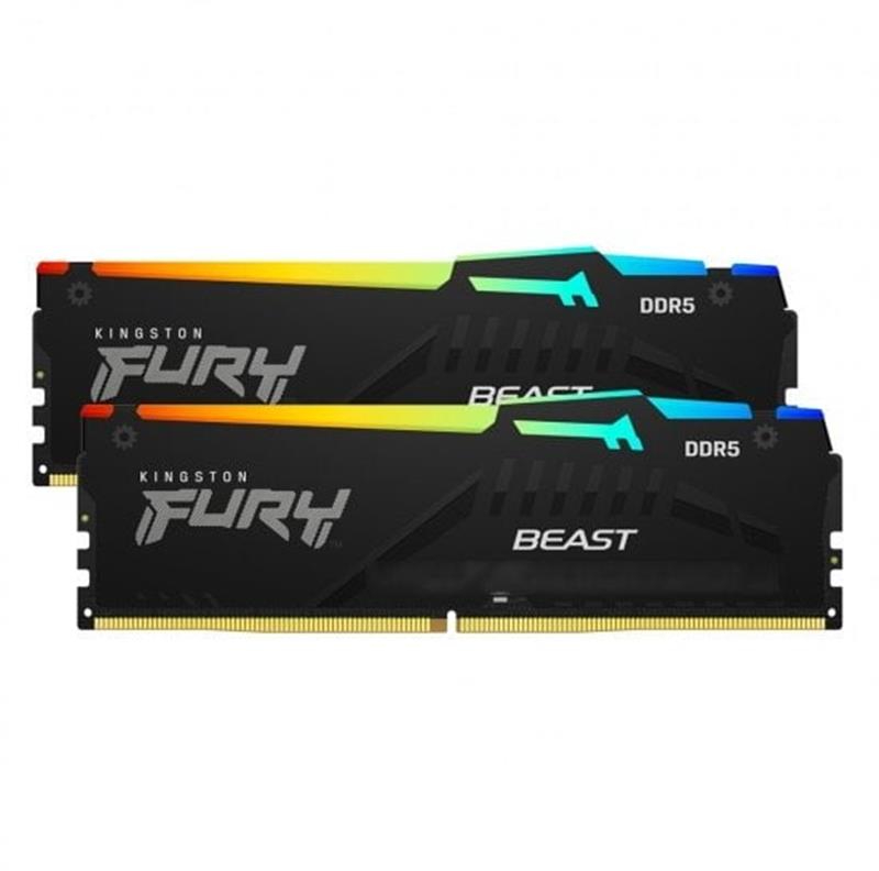 Память DDR Kingston DDR5 2x16GB/6000 Fury Beast RGB (KF560C30BBAK2-32) - Фото 1