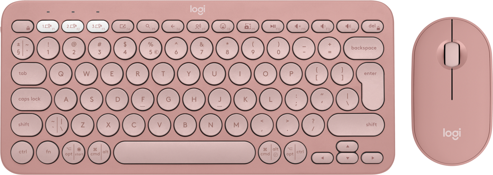 Клавиатура+мышь беспроводная Logitech Pebble 2 Combo Rose Wireless (920-012241) - Фото 1