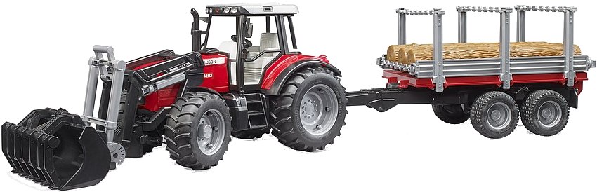 Наземна будівельна техніка BRUDER Трактор Massey Ferguson з причіпом (02046) - Фото 1