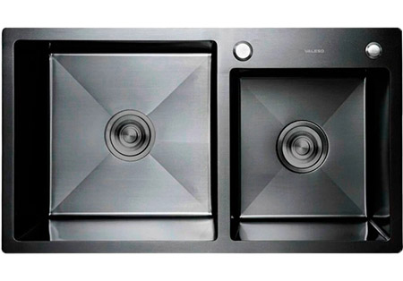 Мойка кухонная VALESO CM 78х43 R PVD черная Handmade (3.0/0.8) - Фото 1