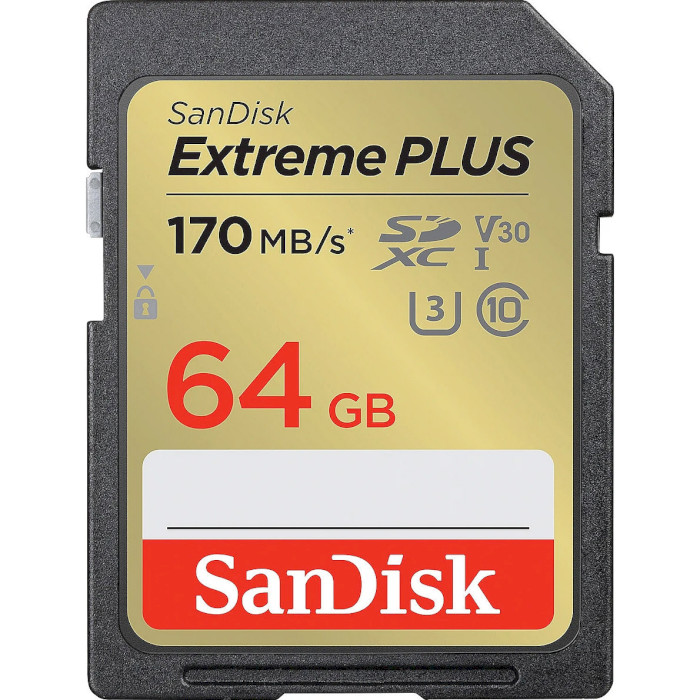 Карта памяти SanDisk Extreme Plus 64GB SDXC Memory Card + 2 years RescuePRO (SDSDXW2-064G-GNCIN) - Фото 1