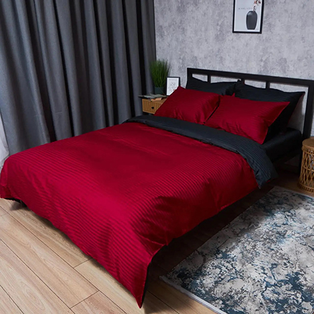 Комплект постільної білизни Moon&Star Satin Stripe Dark Romance 175х210 (MS-820008548) - Фото 1