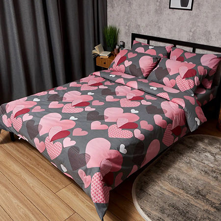 Комплект постельного белья Moon&Star Бязь Gold Люкс Blush Love King Size 220x240 нав. 2х50х70 (MS-820008786) - Фото 1