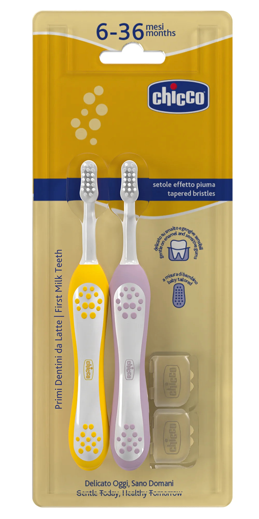 Зубная щетка мануальная детская Chicco 6-36 міс. 2 шт. (девочка) (12082.00) - Фото 1