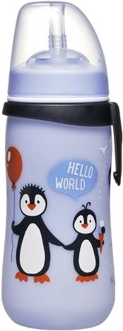 Поильник-непроливайка детский NIP РР с трубочкой Straw Cup Пингвинчики, 330 мл. (35067) - Фото 1